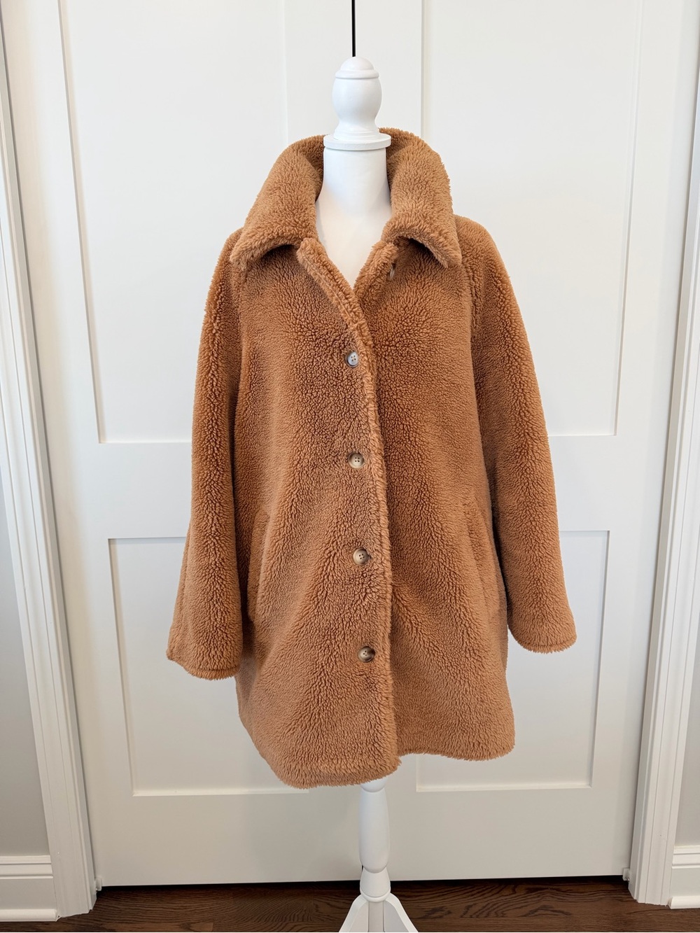 GAP Camel Teddy Sherpa Button-Up Coat
